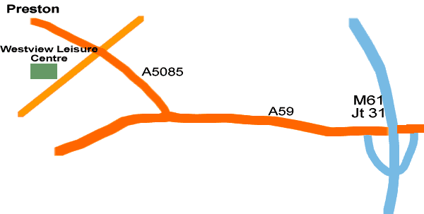 Main roads from motorway junction 31 M6
